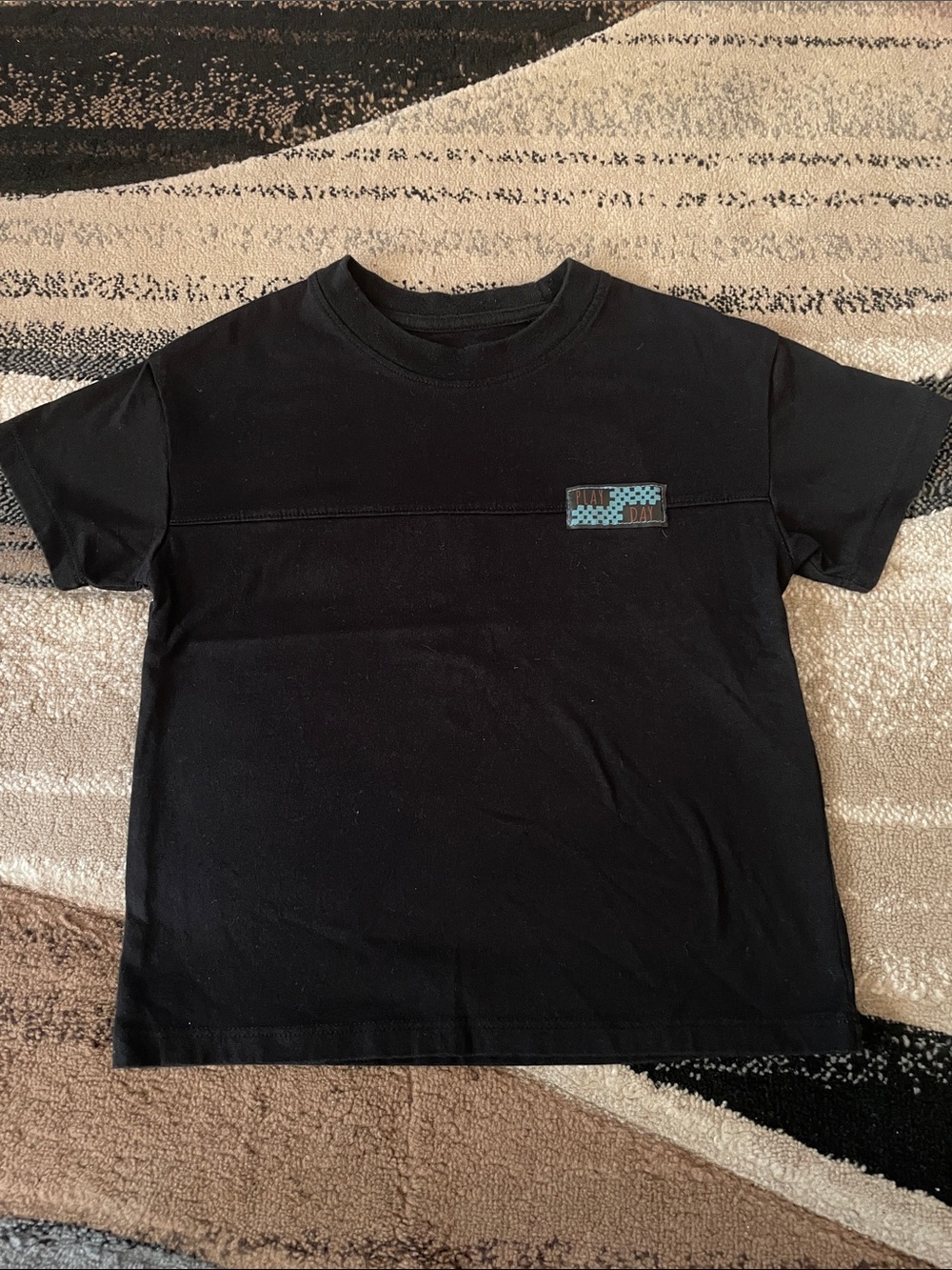 Cat & Jack Black Short Sleeve Graphic Tee with Small Front Patch